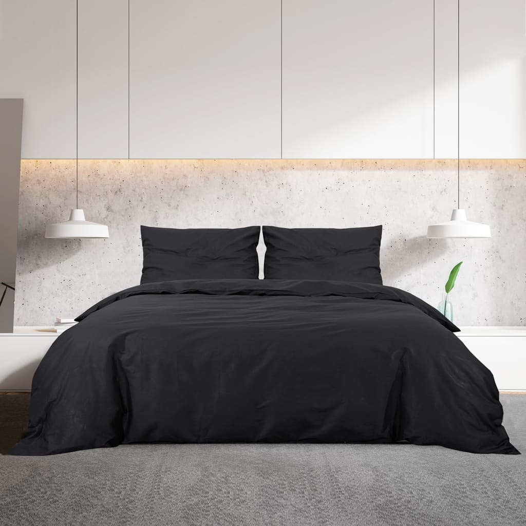 vidaXL Duvet Cover Set Black 240x220 cm Light-weight Microfiber