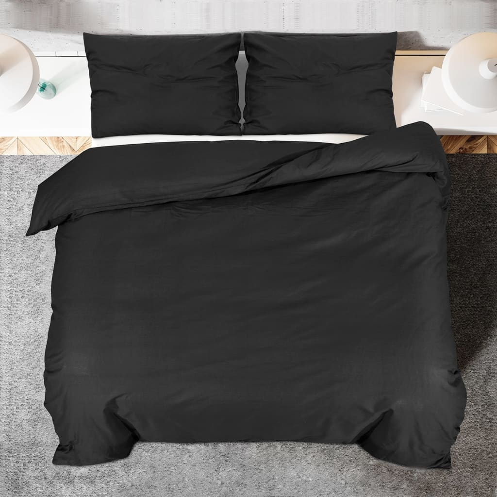 vidaXL Duvet Cover Set Black 240x220 cm Light-weight Microfiber