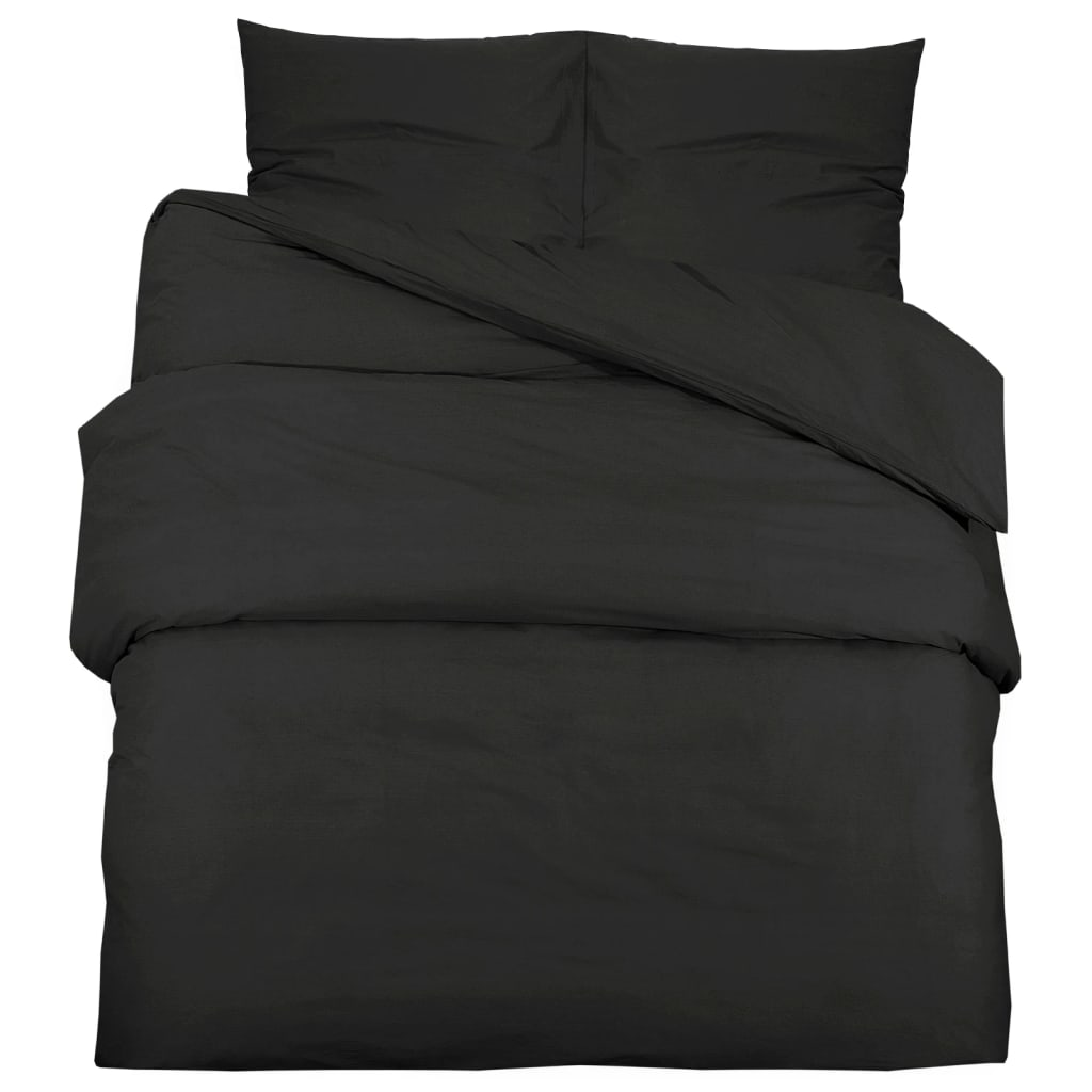 vidaXL Duvet Cover Set Black 155x220 cm Light-weight Microfiber