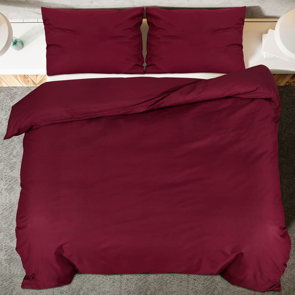 vidaXL Duvet Cover Set Bordeaux 240x220 cm Light-weight Microfiber