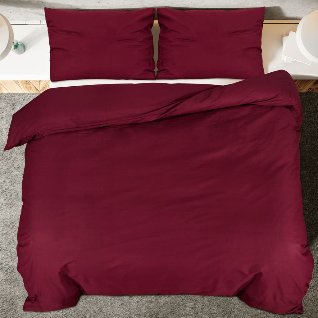 vidaXL Duvet Cover Set Bordeaux 135x200 cm Light-weight Microfiber