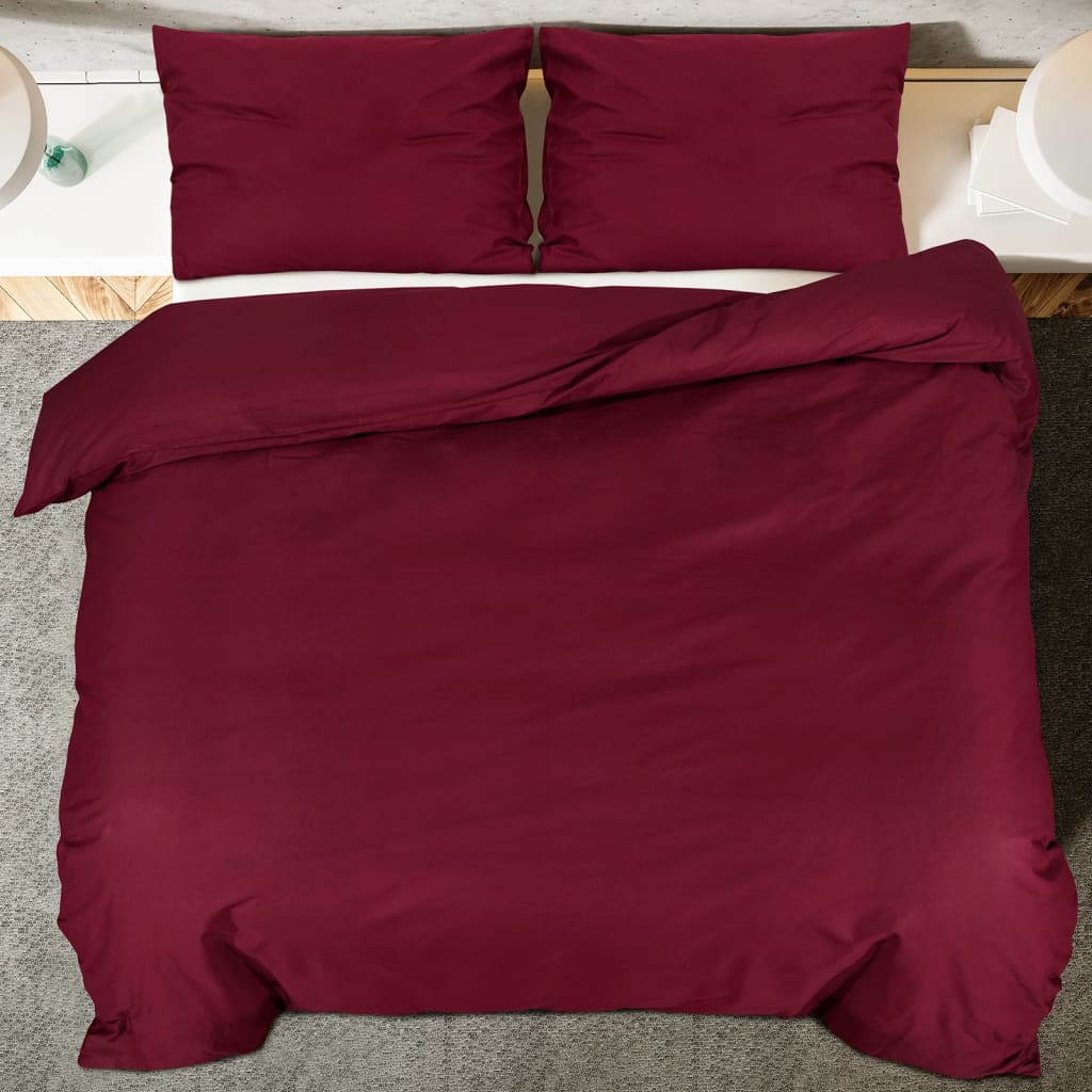 vidaXL Duvet Cover Set Bordeaux 260x220 cm Light-weight Microfiber