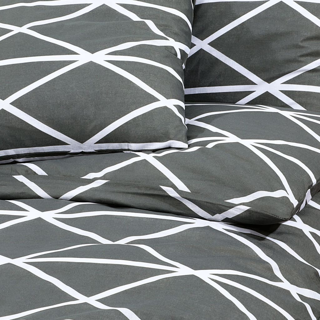 vidaXL Duvet Cover Set Grey 200x200 cm Cotton