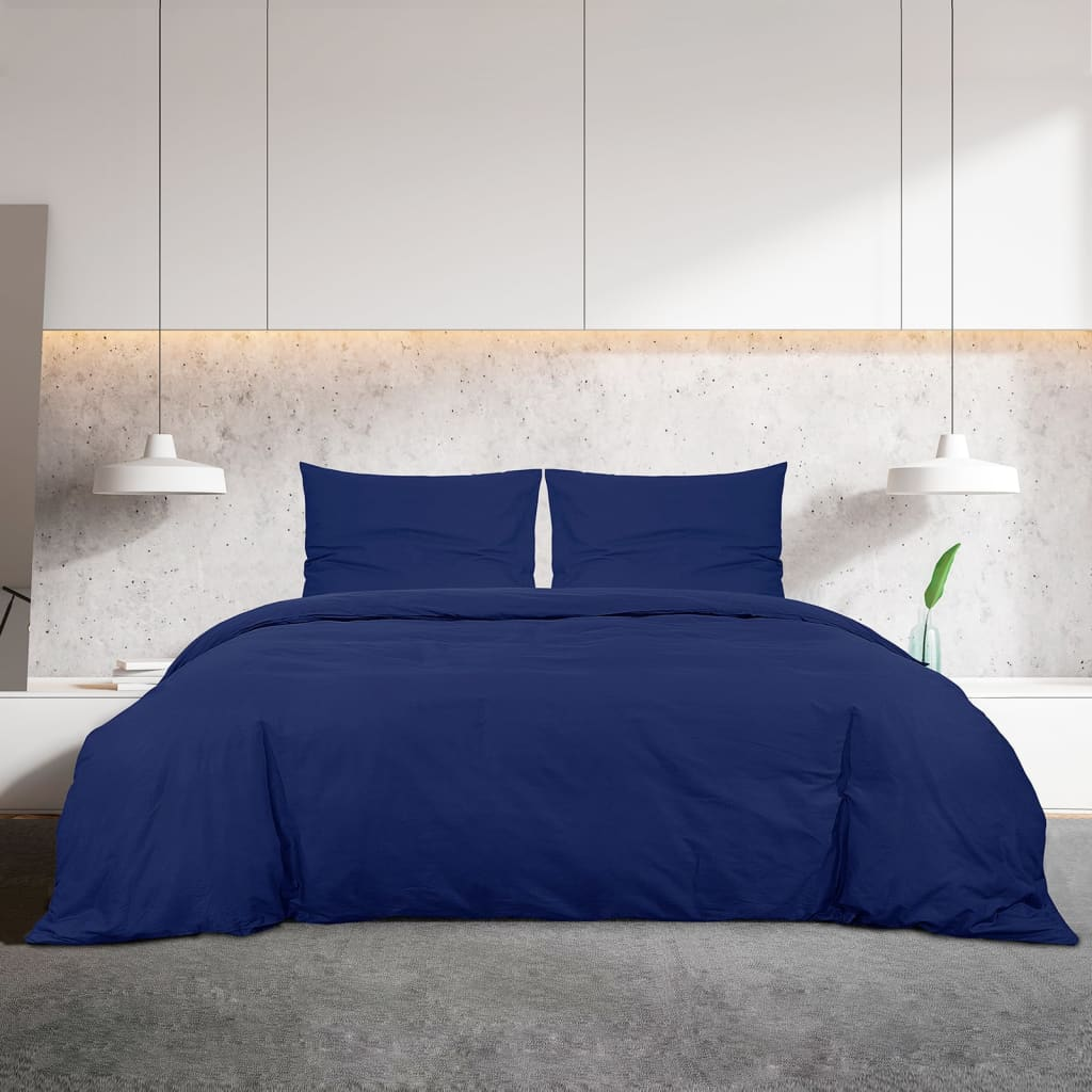 vidaXL Duvet Cover Set Navy Blue 200x200 cm Light-weight Microfiber