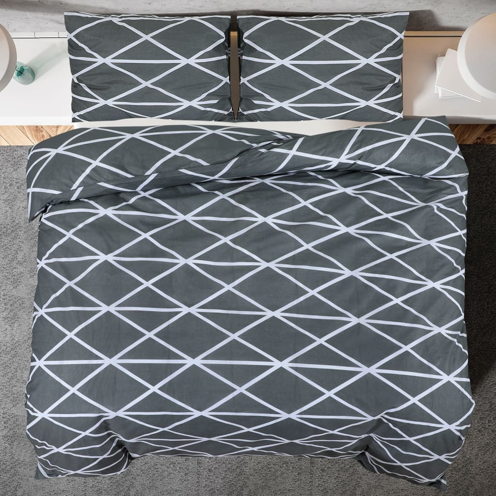 vidaXL Duvet Cover Set Grey 240x220 cm Cotton