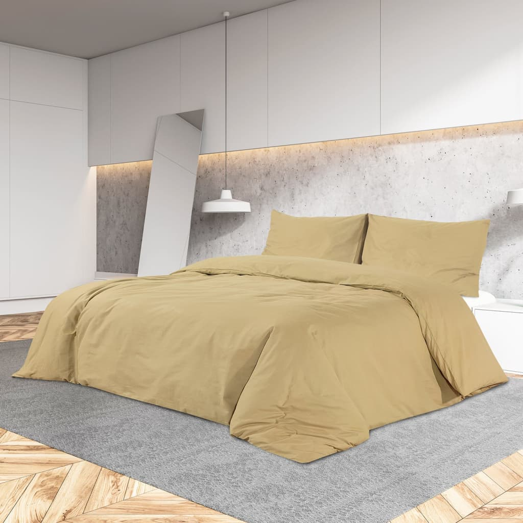 vidaXL Duvet Cover Set Taupe 200x200 cm Cotton