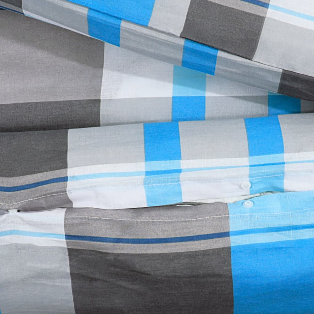 vidaXL Duvet Cover Set Blue and Grey 200x200 cm Cotton