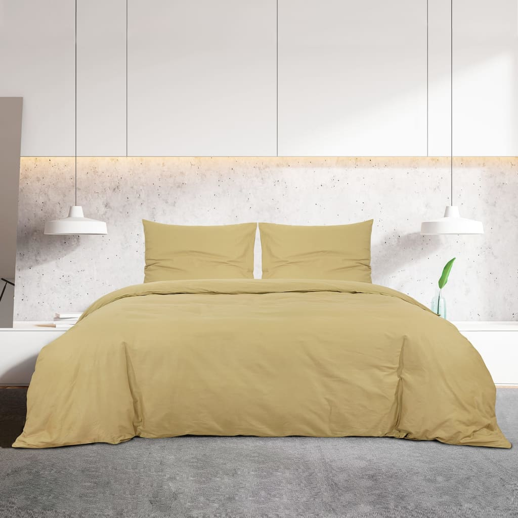 vidaXL Duvet Cover Set Taupe 155x220 cm Cotton