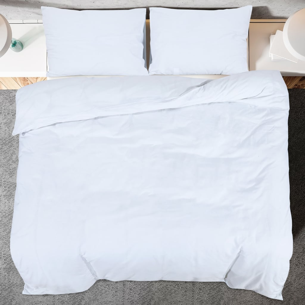 vidaXL Duvet Cover Set White 240x220 cm Cotton