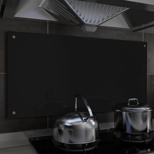 vidaXL Kitchen Backsplash Black 100x50 cm Tempered Glass