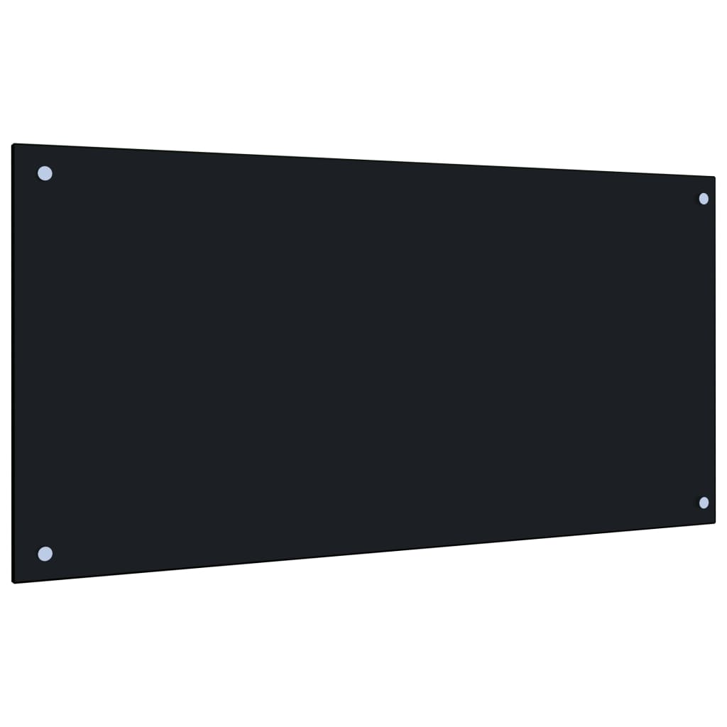 vidaXL Kitchen Backsplash Black 100x50 cm Tempered Glass