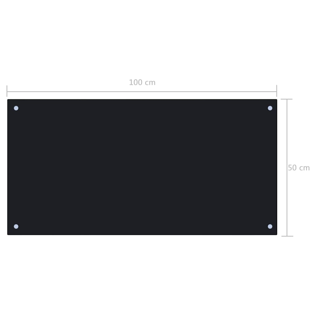 vidaXL Kitchen Backsplash Black 100x50 cm Tempered Glass