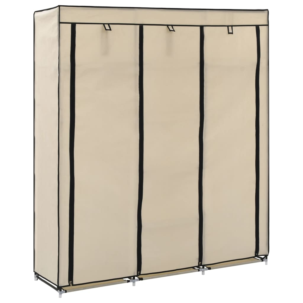 vidaXL Wardrobe with Compartments and Rods Cream 150x45x175 cm Fabric