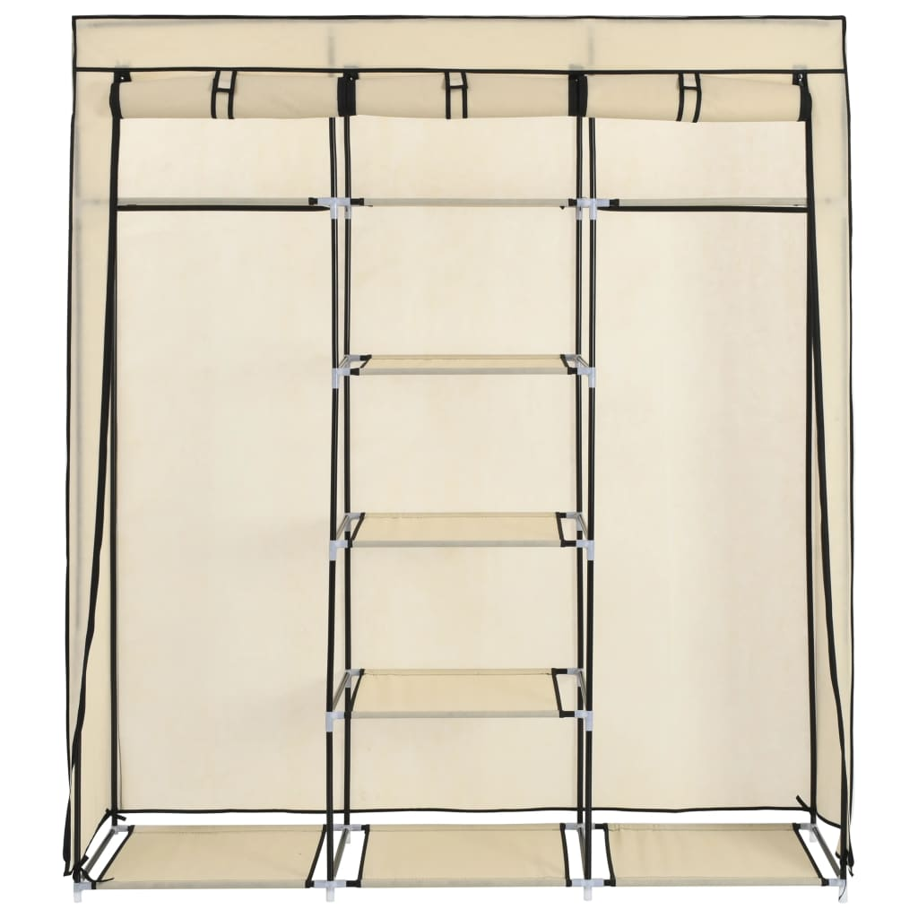 vidaXL Wardrobe with Compartments and Rods Cream 150x45x175 cm Fabric