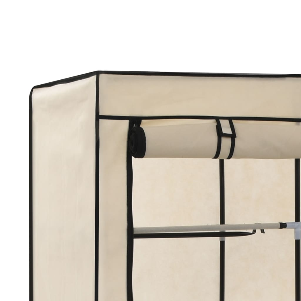 vidaXL Wardrobe with Compartments and Rods Cream 150x45x175 cm Fabric