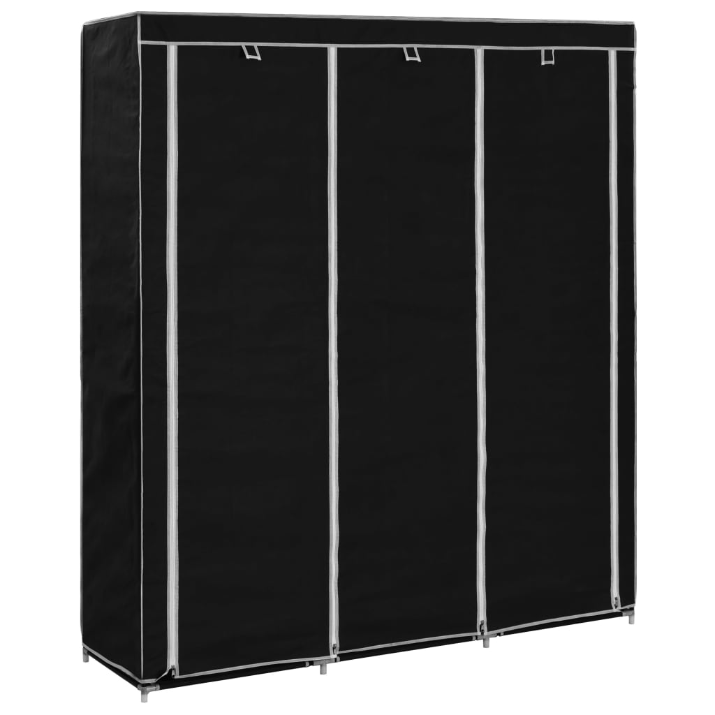 vidaXL Wardrobe with Compartments and Rods Black 150x45x175 cm Fabric