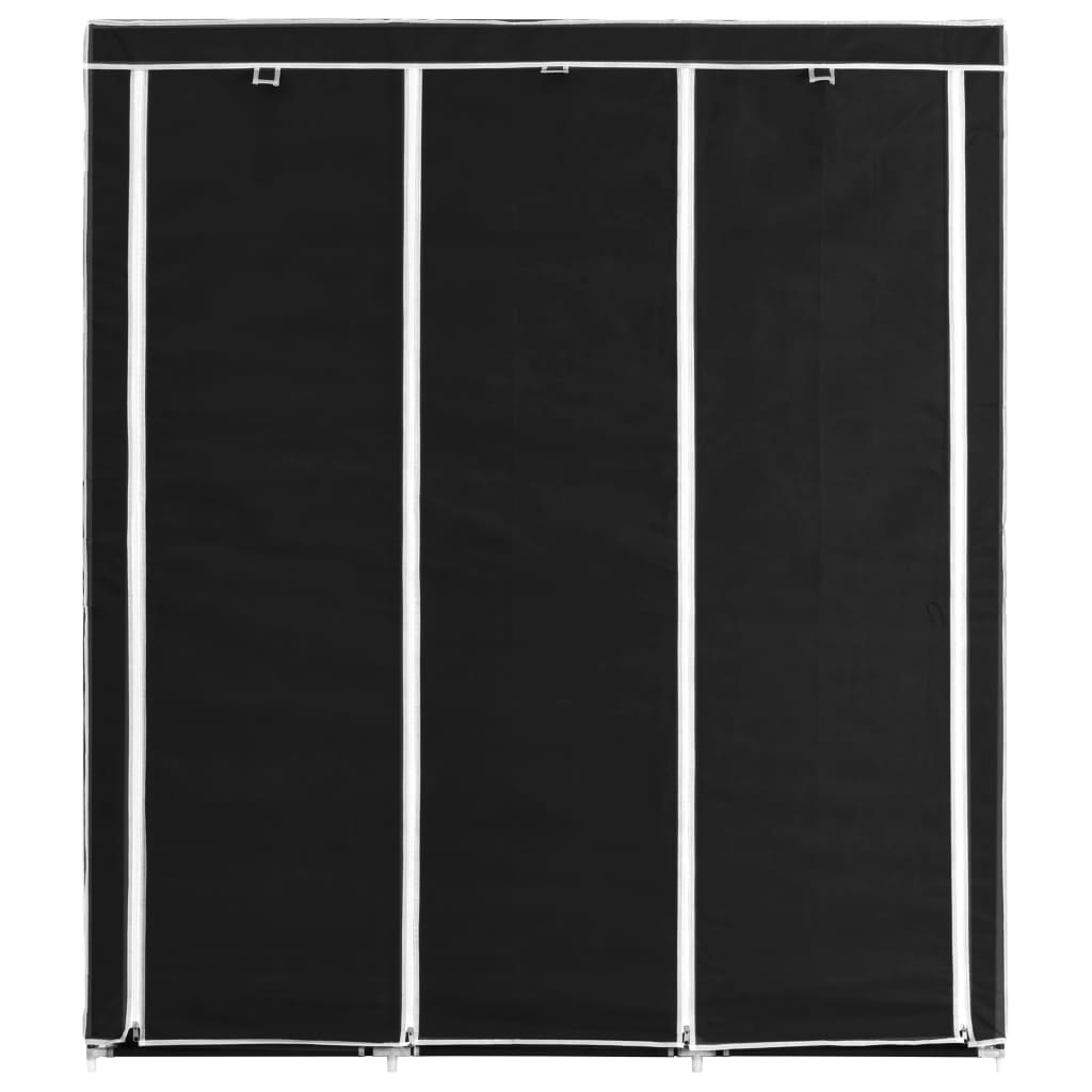 vidaXL Wardrobe with Compartments and Rods Black 150x45x175 cm Fabric