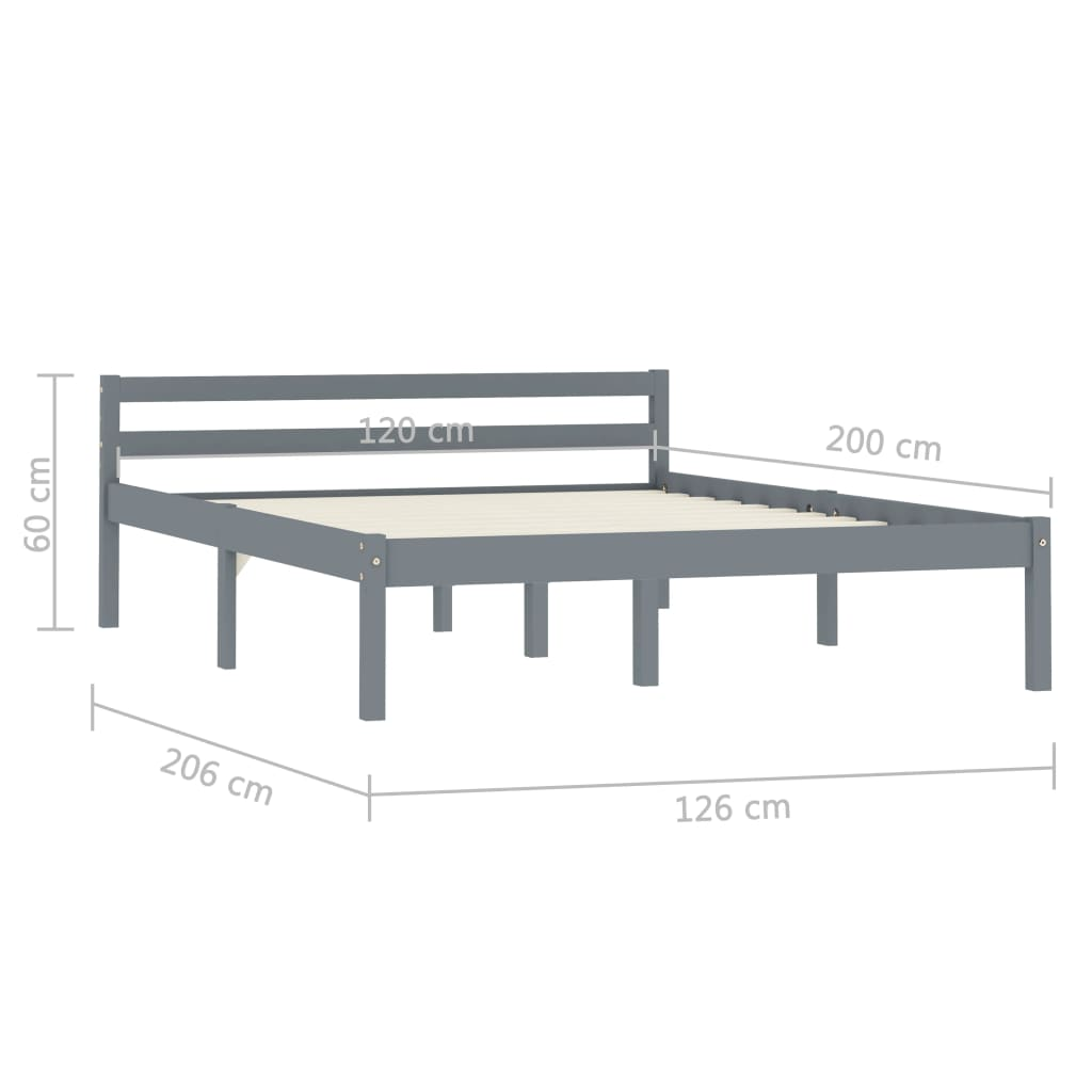 vidaXL Bed Frame Grey Solid Pine Wood 120x200 cm