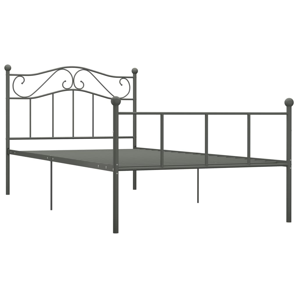 vidaXL Bed Frame Grey Metal 90x200 cm