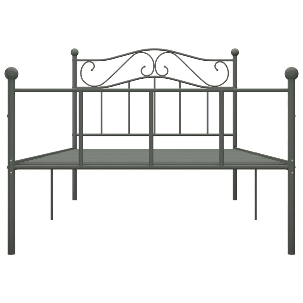 vidaXL Bed Frame Grey Metal 90x200 cm