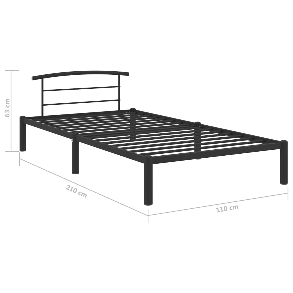 vidaXL Bed Frame Black Metal 100x200 cm