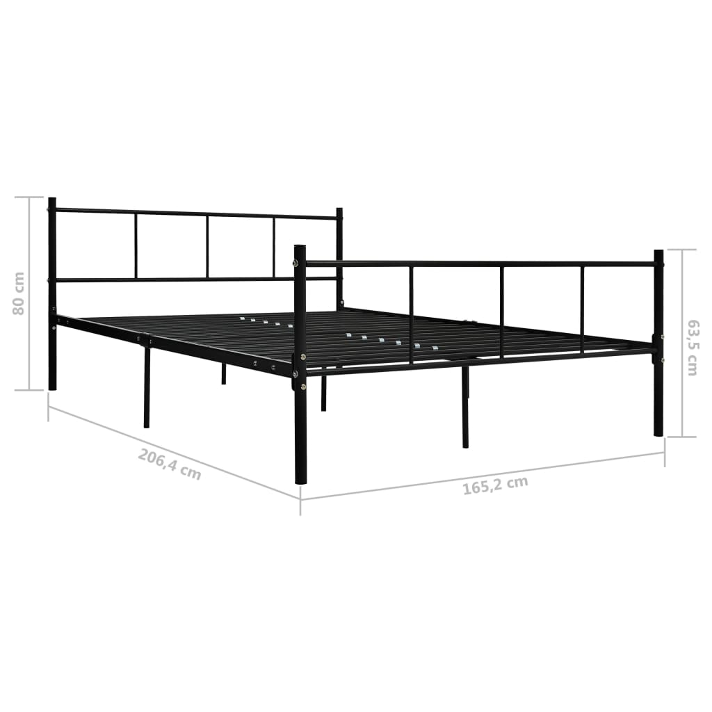 vidaXL Bed Frame Black Metal 160x200 cm