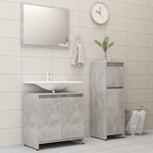 vidaXL 3 Piece Bathroom Furniture Set Concrete Grey Engineered Wood