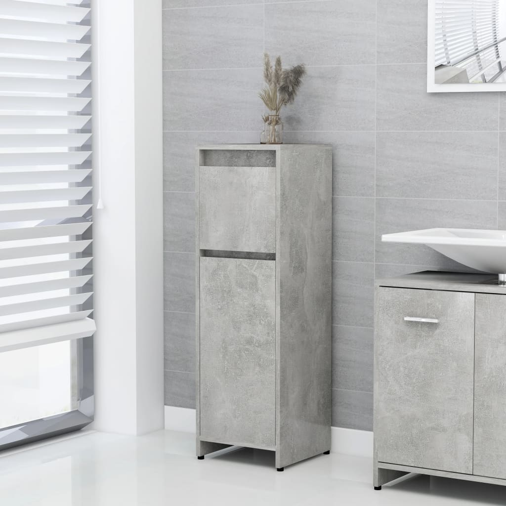 vidaXL 3 Piece Bathroom Furniture Set Concrete Grey Engineered Wood