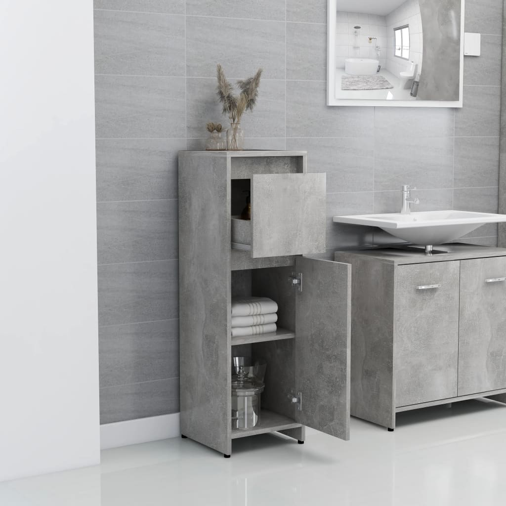 vidaXL 3 Piece Bathroom Furniture Set Concrete Grey Engineered Wood