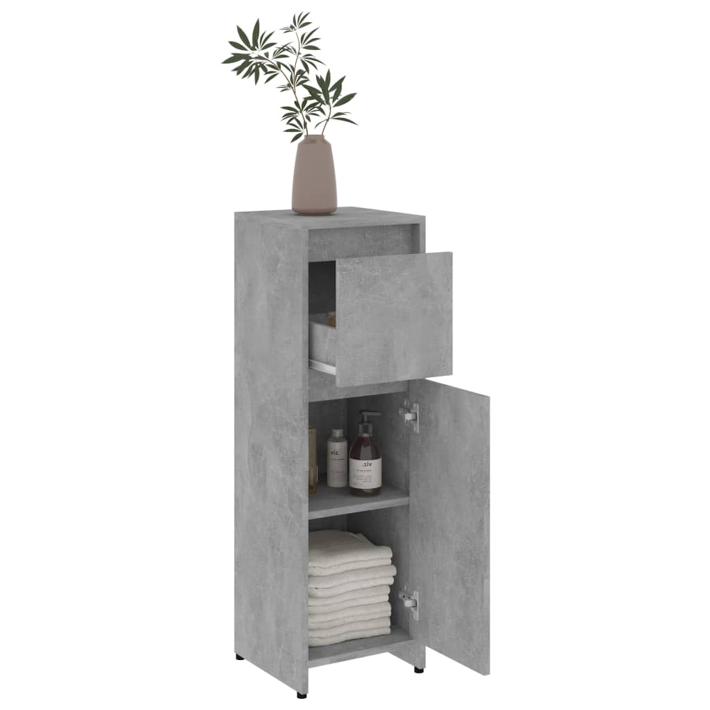 vidaXL 3 Piece Bathroom Furniture Set Concrete Grey Engineered Wood