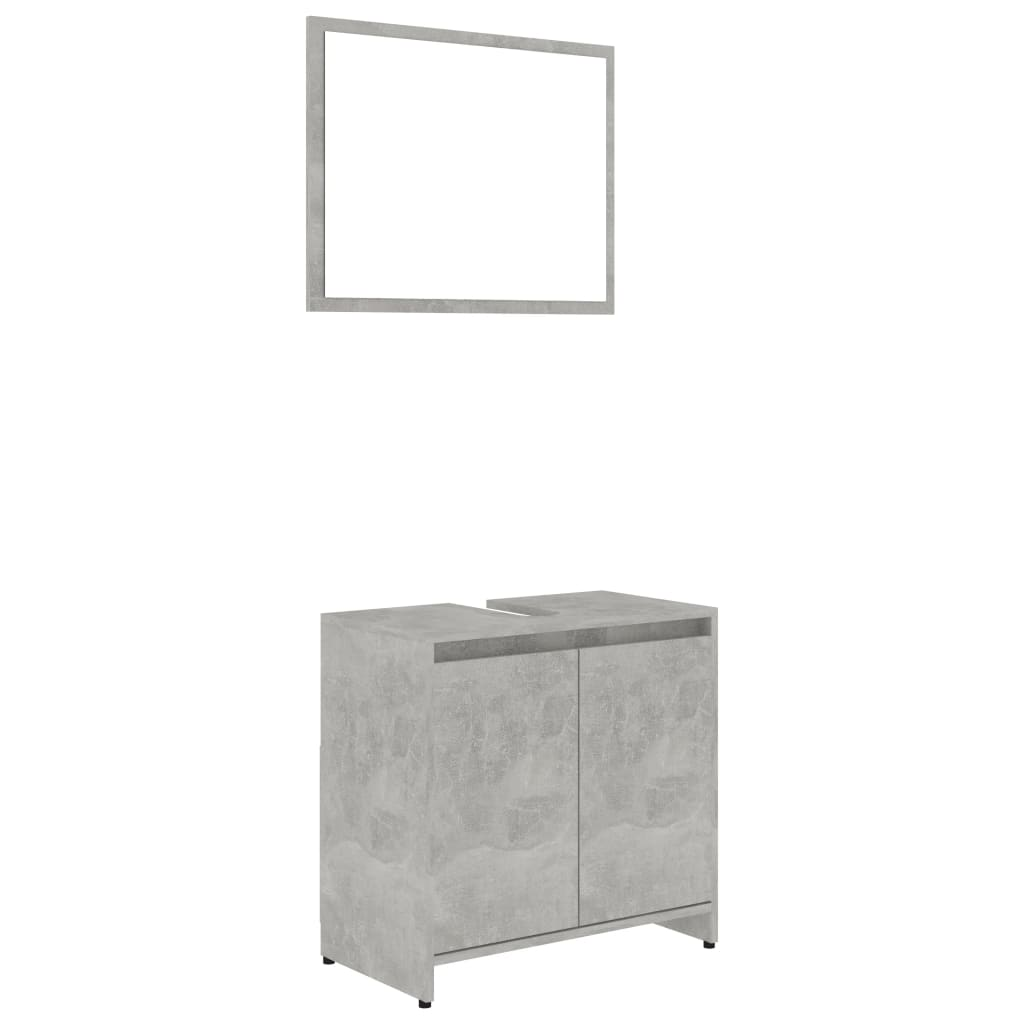 vidaXL 3 Piece Bathroom Furniture Set Concrete Grey Engineered Wood