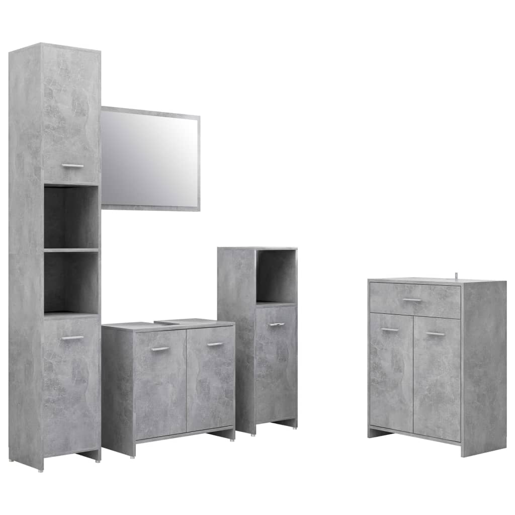 vidaXL 4 Piece Bathroom Furniture Set Concrete Grey