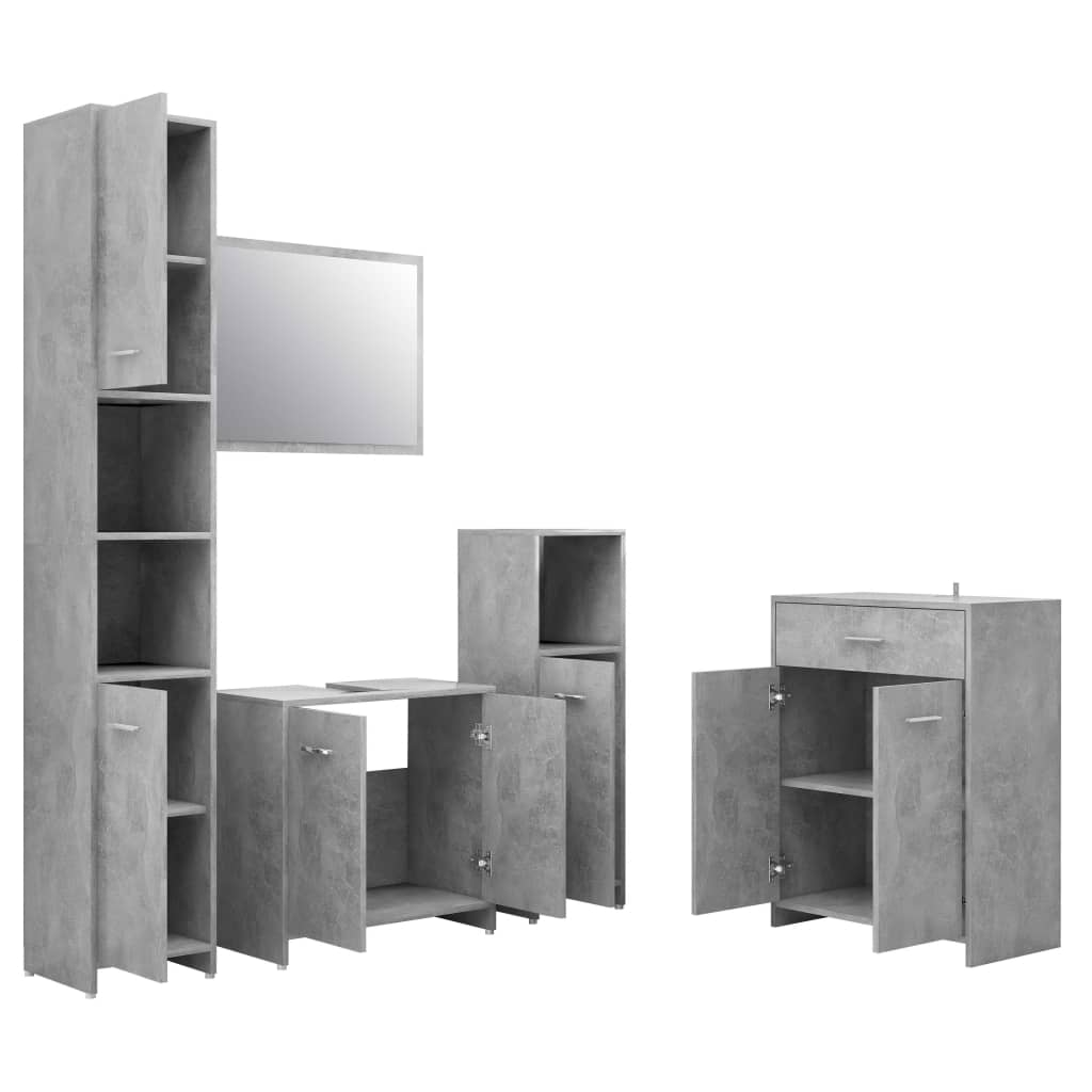 vidaXL 4 Piece Bathroom Furniture Set Concrete Grey