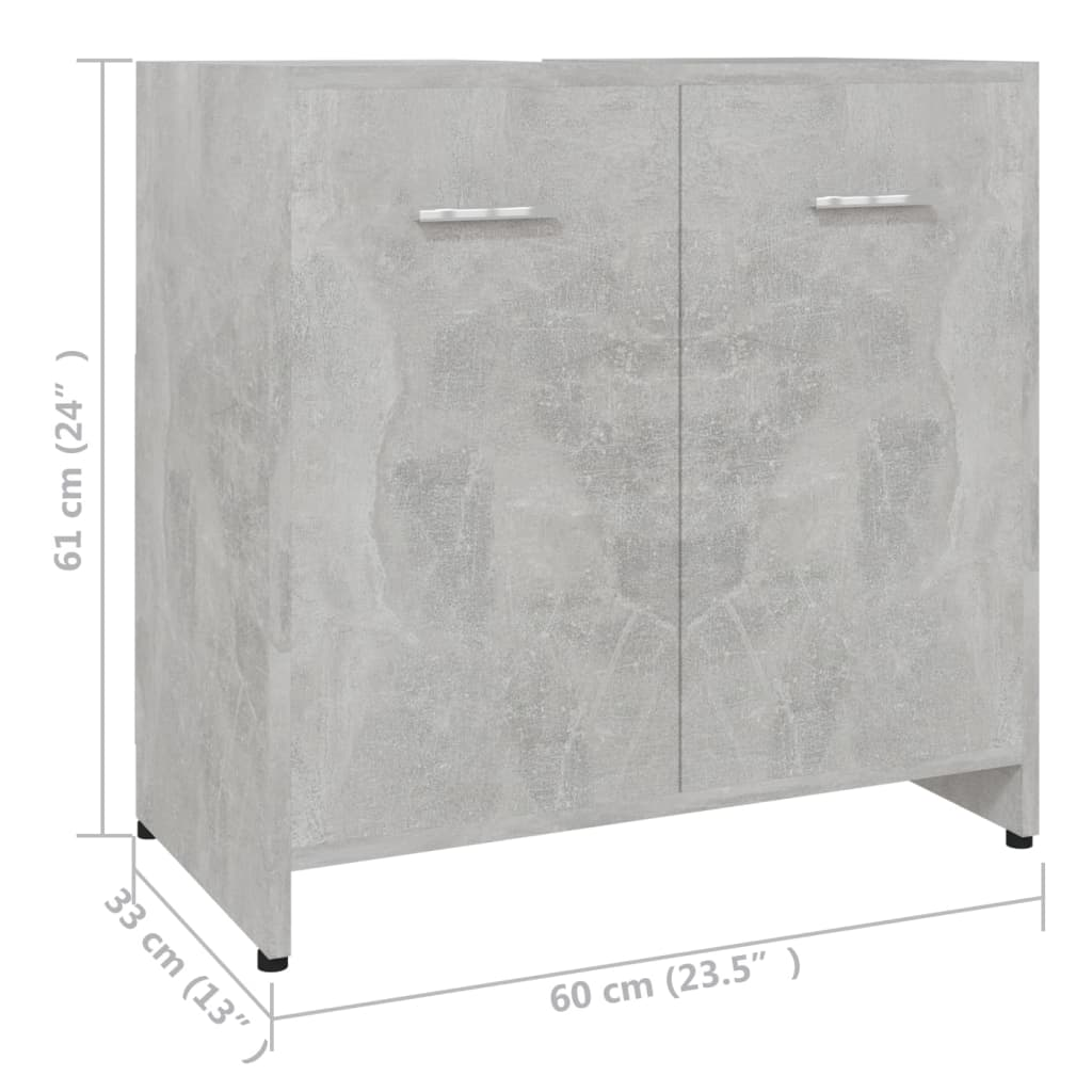 vidaXL 4 Piece Bathroom Furniture Set Concrete Grey