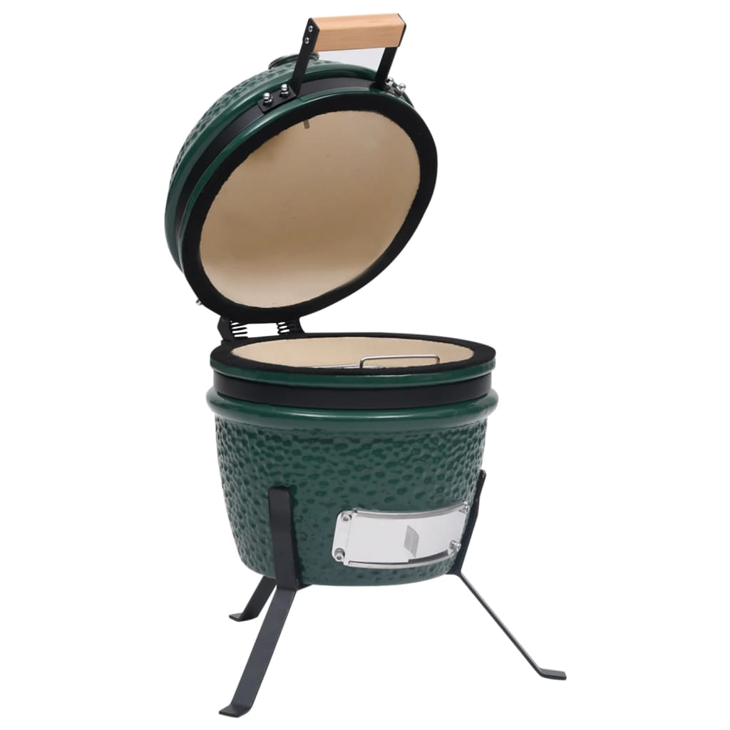 vidaXL 2-in-1 Kamado Barbecue Grill Smoker Ceramic 56 cm Green