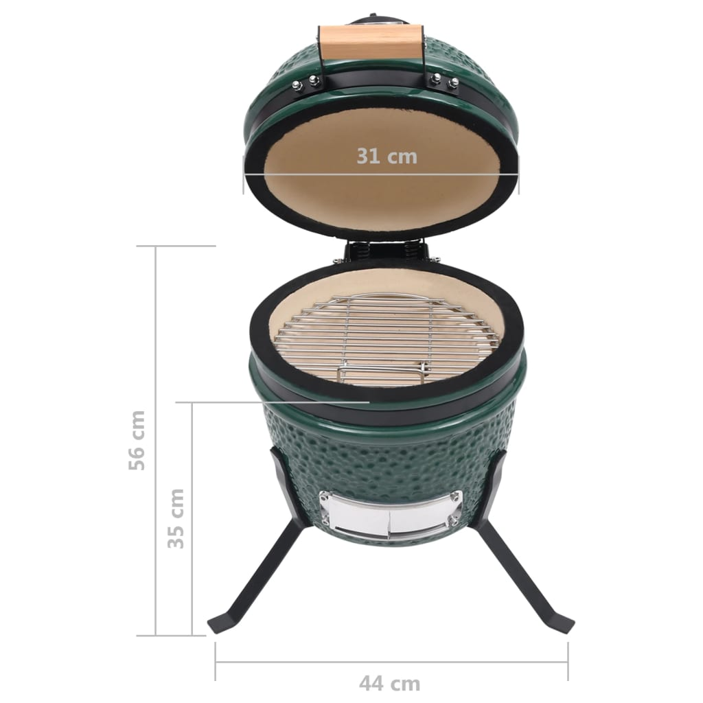 vidaXL 2-in-1 Kamado Barbecue Grill Smoker Ceramic 56 cm Green