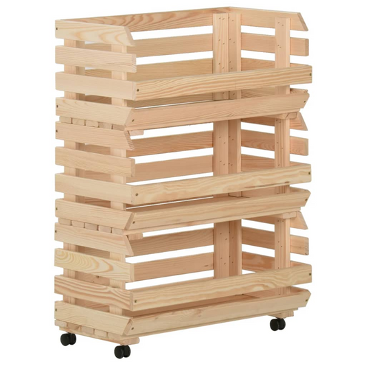 vidaXL Vegetable Trolley 57x30x80 cm Solid Pinewood