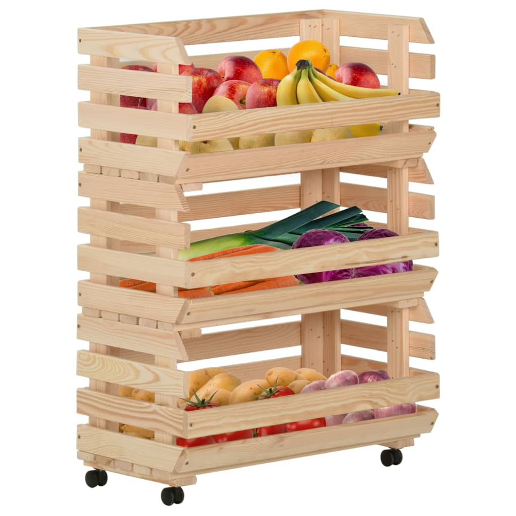 vidaXL Vegetable Trolley 57x30x80 cm Solid Pinewood