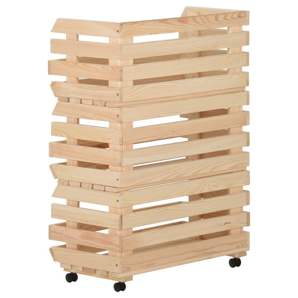 vidaXL Vegetable Trolley 57x30x80 cm Solid Pinewood