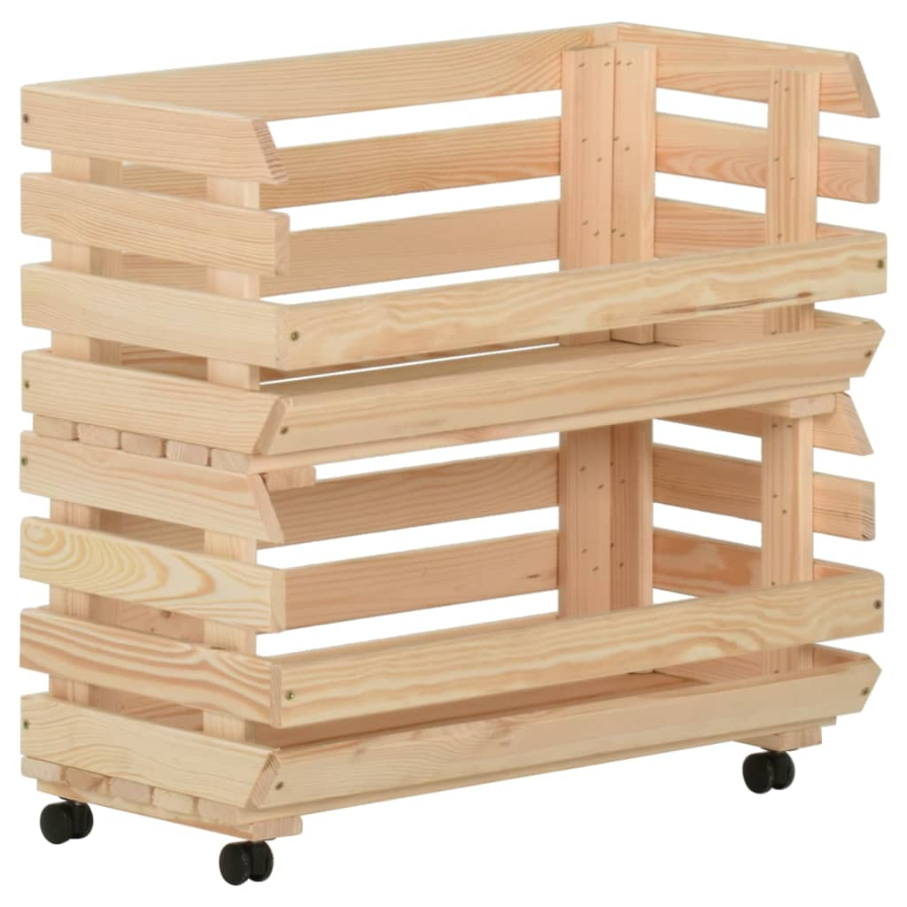 vidaXL Vegetable Trolley 57x30x80 cm Solid Pinewood