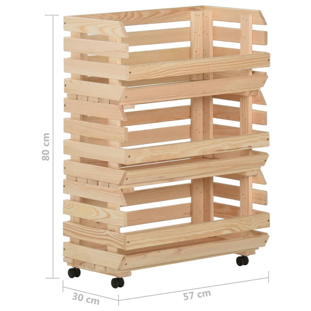 vidaXL Vegetable Trolley 57x30x80 cm Solid Pinewood