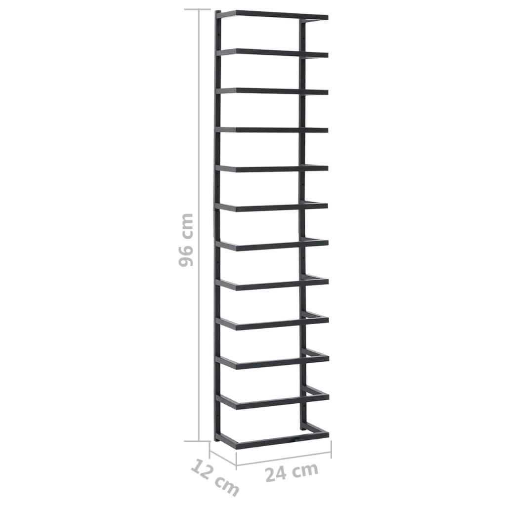 vidaXL Towel Rack Black 24x12x96 cm Steel