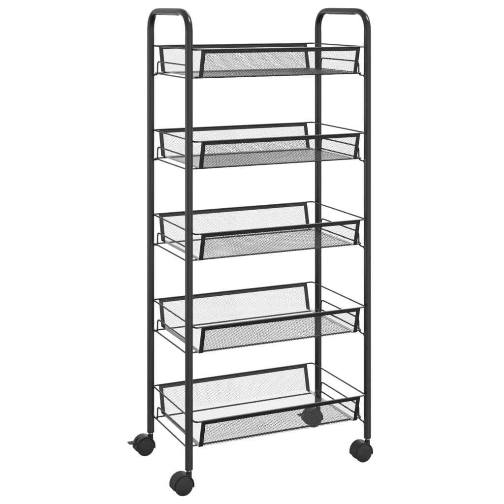 vidaXL 5-Tier Kitchen Trolley Black 46x26x105 cm Iron