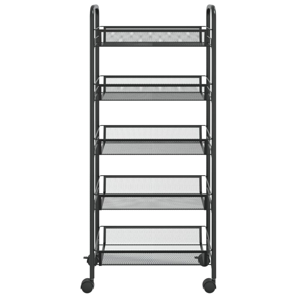 vidaXL 5-Tier Kitchen Trolley Black 46x26x105 cm Iron