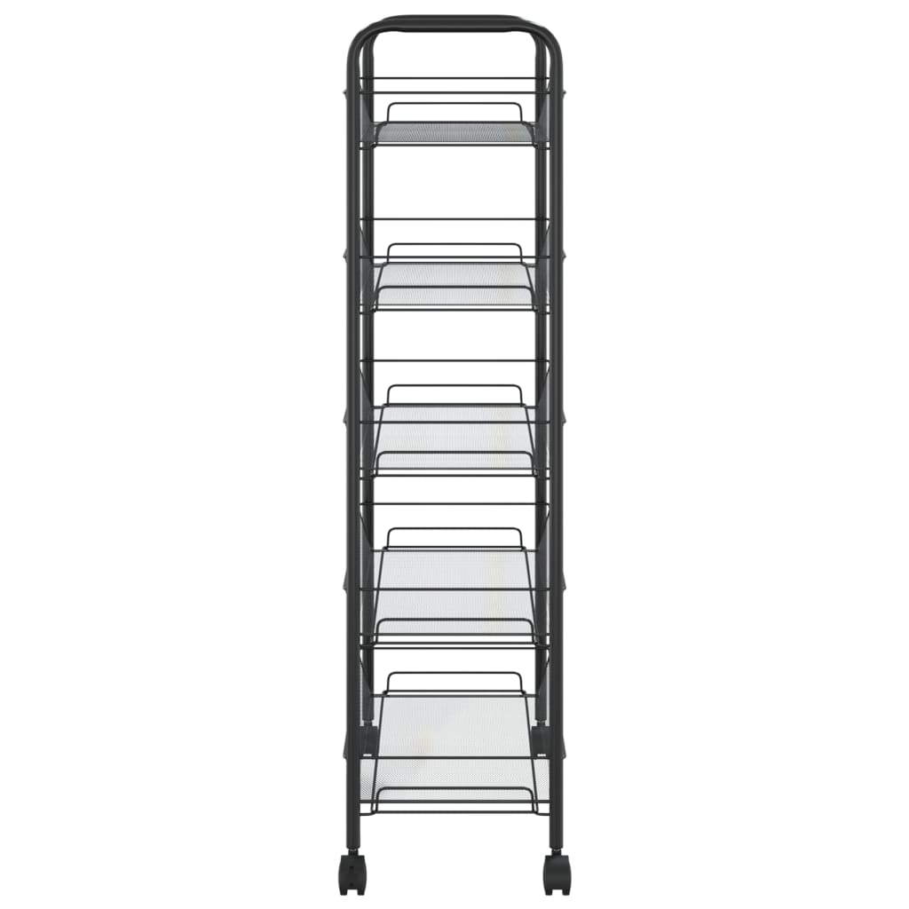 vidaXL 5-Tier Kitchen Trolley Black 46x26x105 cm Iron