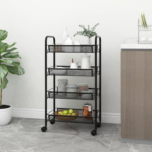 vidaXL 4-Tier Kitchen Trolley Black 46x26x85 cm Iron