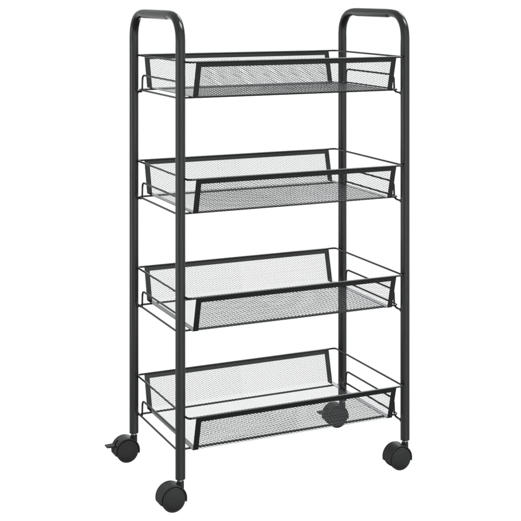 vidaXL 4-Tier Kitchen Trolley Black 46x26x85 cm Iron