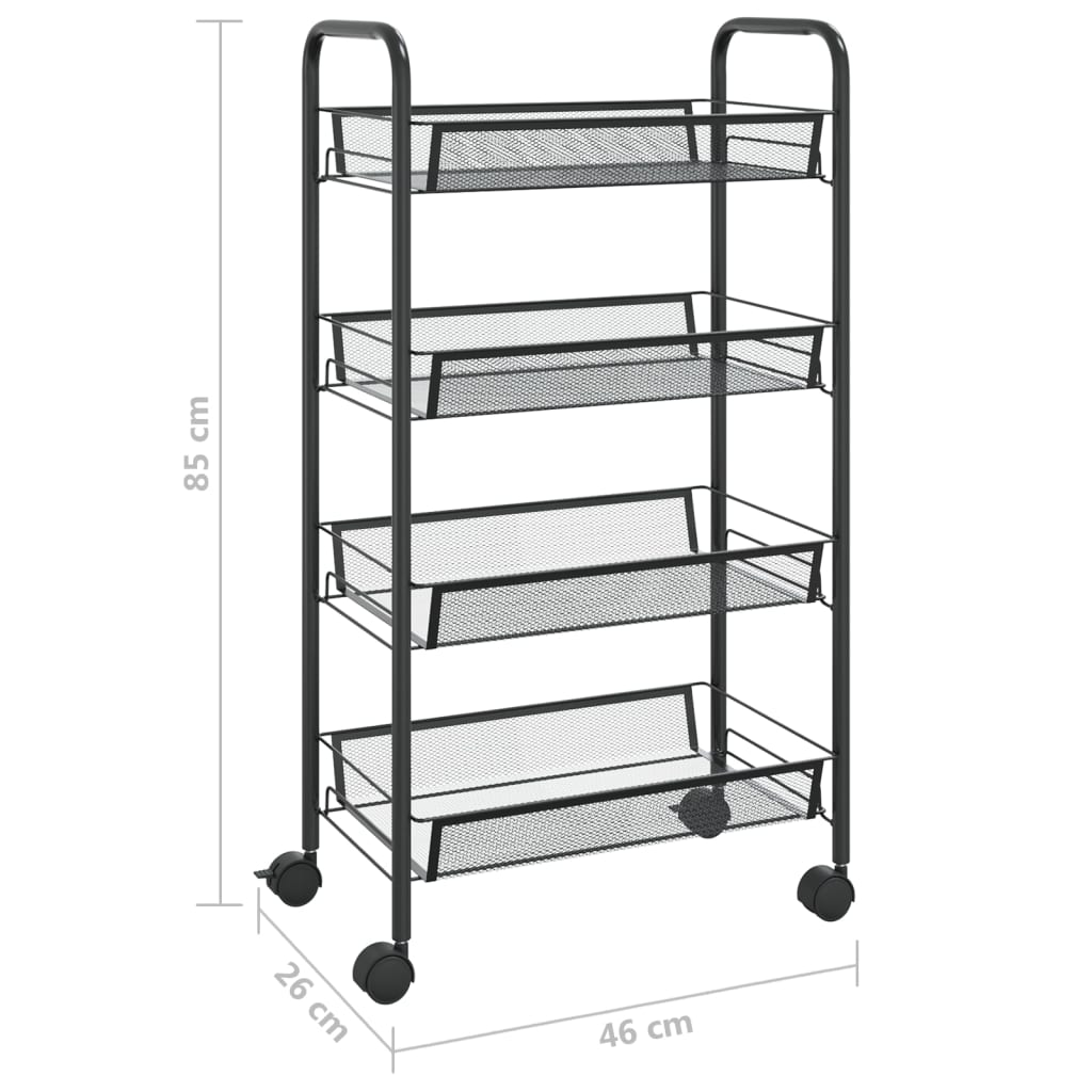 vidaXL 4-Tier Kitchen Trolley Black 46x26x85 cm Iron