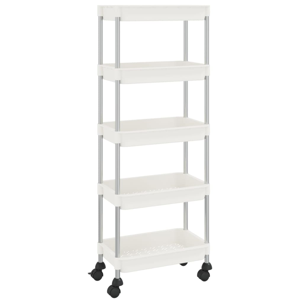 vidaXL 5-Tier Kitchen Trolley White 42x29x128 cm Iron and ABS