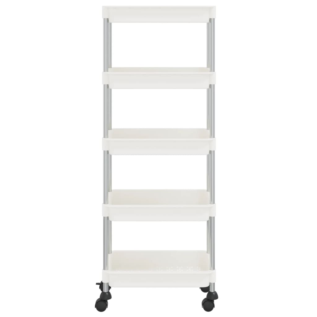 vidaXL 5-Tier Kitchen Trolley White 42x29x128 cm Iron and ABS